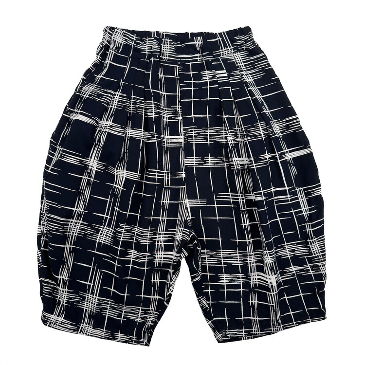 Lucky Wang White Crosshatch Black Bubble Pants