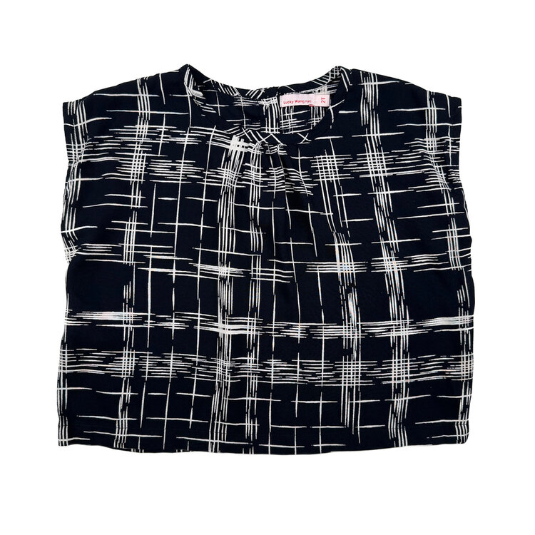 Lucky Wang White Crosshatch Black Top