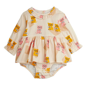 Mini Rodini Kittens L/S Romper AOP