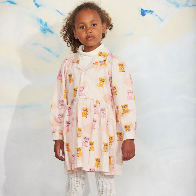 Mini Rodini Kittens Woven L/S  Dress  AOP