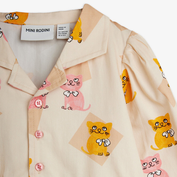 Mini Rodini Kittens Woven L/S  Dress  AOP