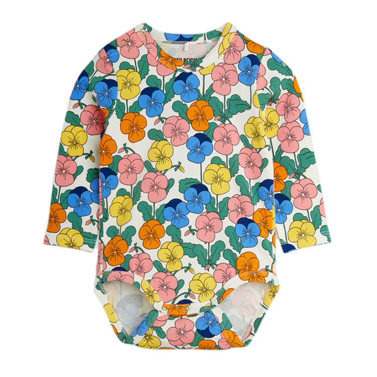 Mini Rodini Violas Multi L/S Baby Onesies AOP
