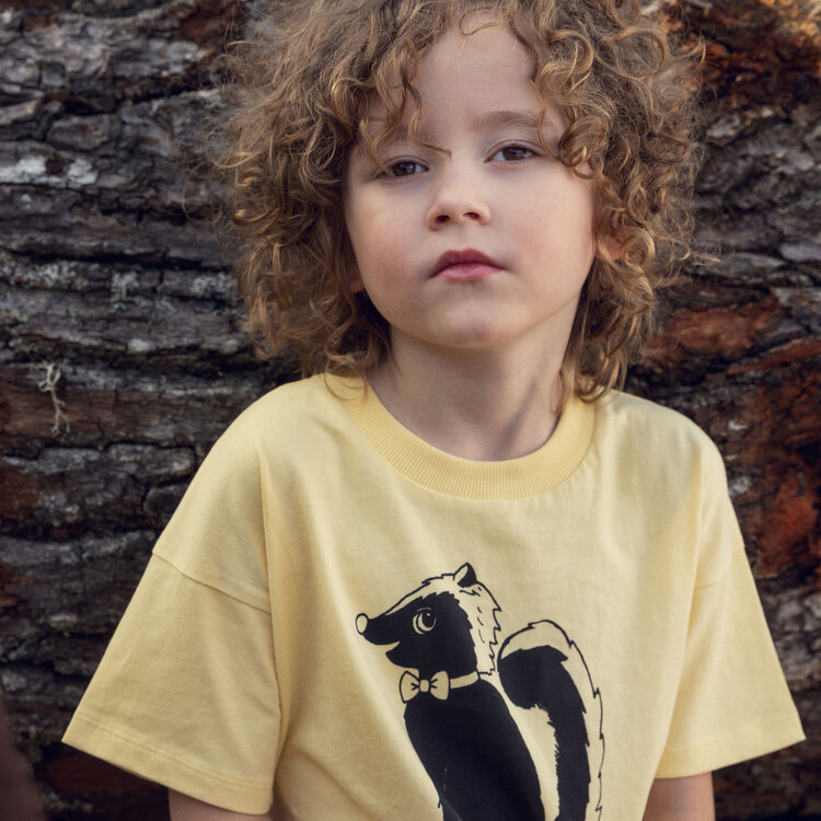 Mini Rodini Skunk S/S Yellow Tee