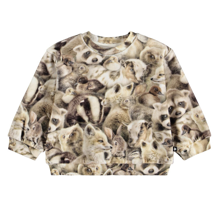Molo Fleecy Friends Velour Crewneck Infant