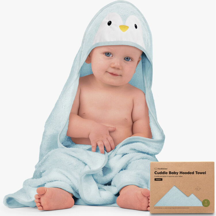 Penguin Cuddle Baby Hooded Towel  35" Square