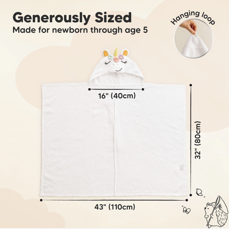 Unicorn Cuddle Baby Hooded Towel  32" x 42"