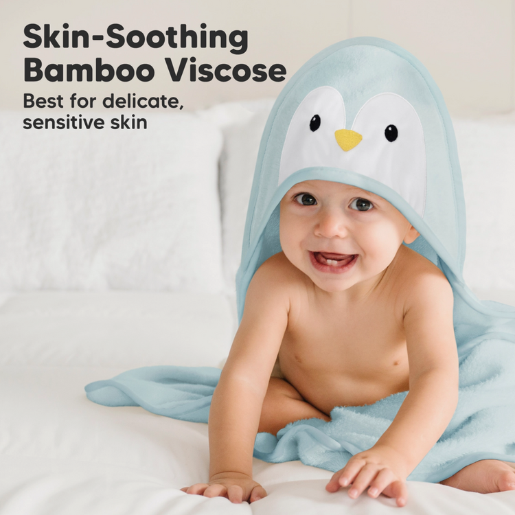 Penguin Cuddle Baby Hooded Towel  35" Square
