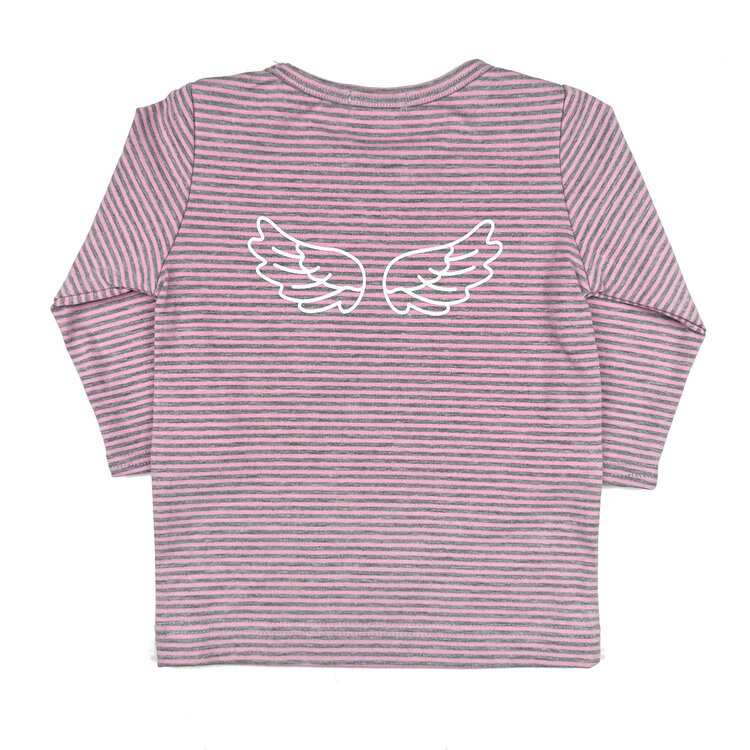 Baby Gift Set: Wings Pink Grey Stripes Playset 6m, Pink Bunny 12"
