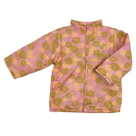 Lucky Wang Green Gold Floral Dots Infant Republic Jacket