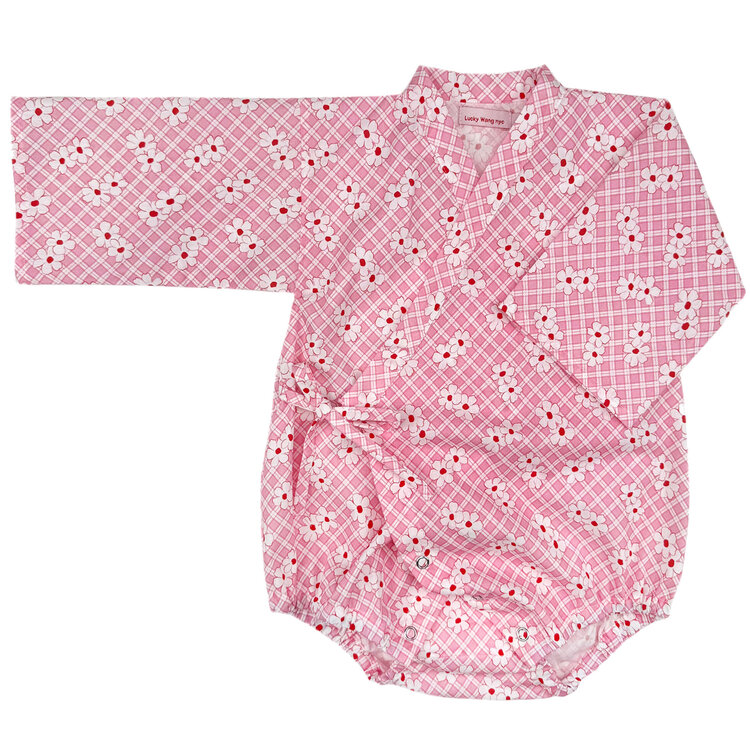 Lucky Wang Kimono One Piece Lattice Pink Floral