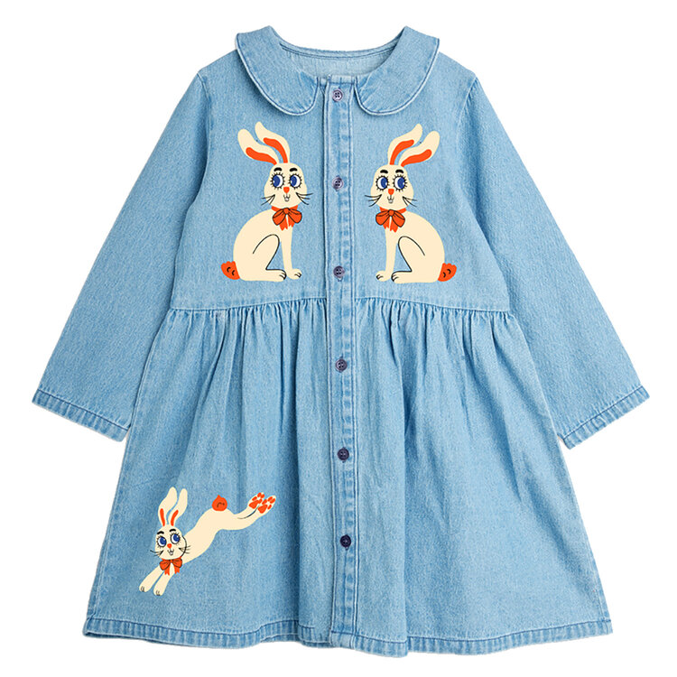 Mini Rodini LW Denim Rabbit Woven Dress