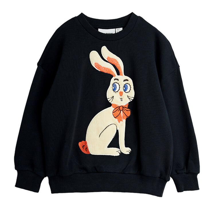 Mini Rodini Rabbit Appliqué Black Sweatshirt