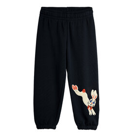 Mini Rodini Rabbit Appliqué Black Sweatpants