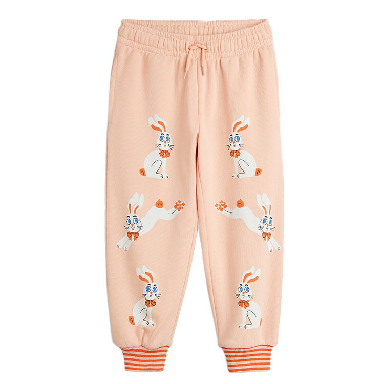 Mini Rodini Rabbits Cuffed Pink Sweatpants