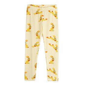 Mini Rodini Rabbits Yellow Leggings AOP