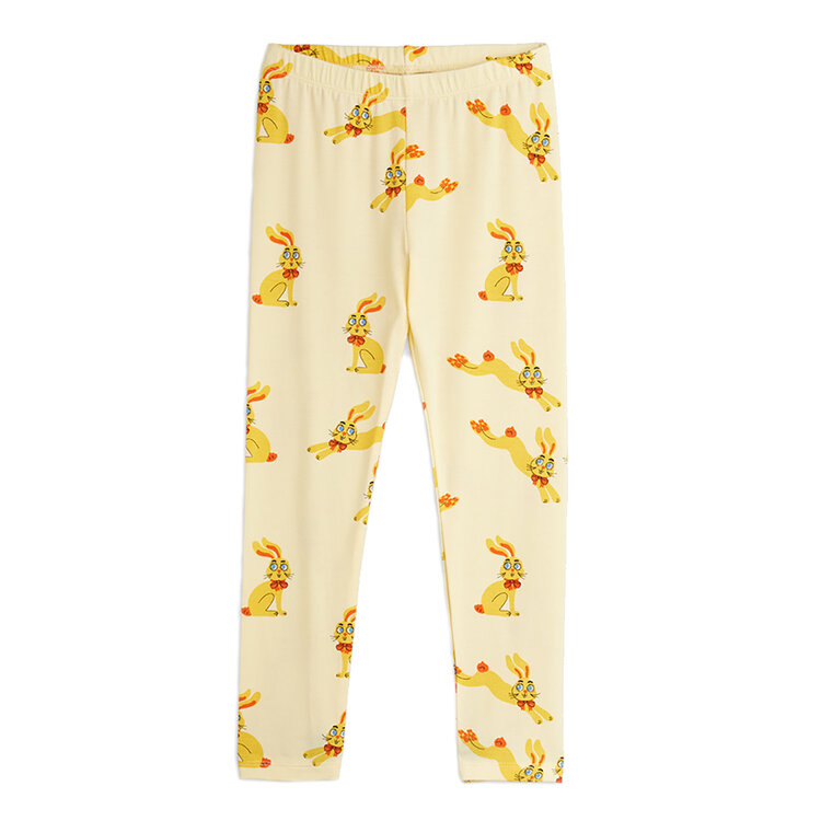 Mini Rodini Rabbits Yellow Leggings AOP