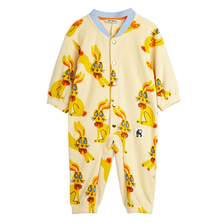 Mini Rodini Rabbits Fleece Yellow Onesie