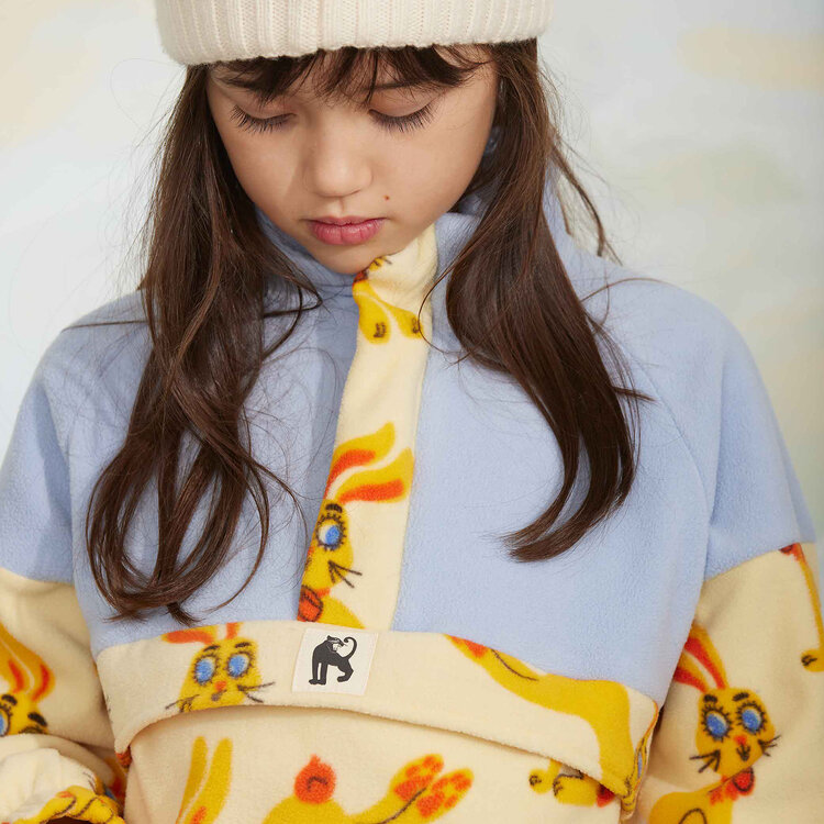 Mini Rodini Rabbits Fleece Halfzip Sweater AOP