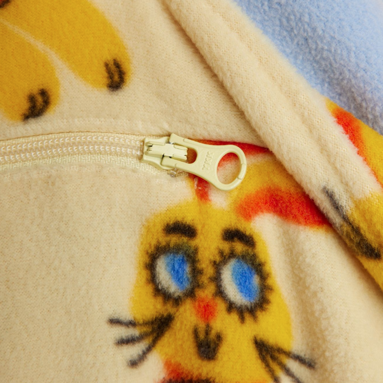 Mini Rodini Rabbits Fleece Halfzip Sweater AOP