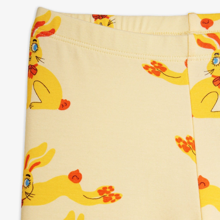 Mini Rodini Rabbits Yellow Leggings AOP