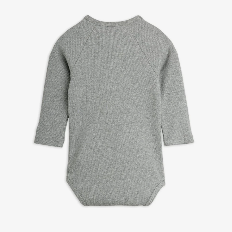 Mini Rodini Rabbit Appliqué Grey L/S Onesie