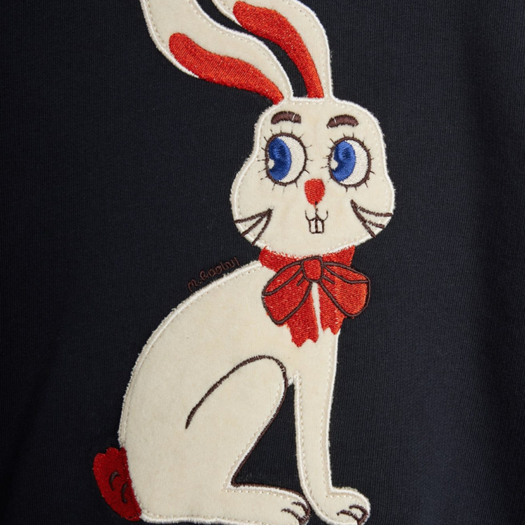 Mini Rodini Rabbit Appliqué Black Sweatshirt