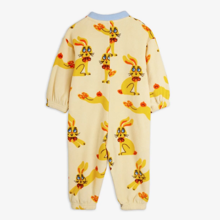 Mini Rodini Rabbits Fleece Yellow Onesie