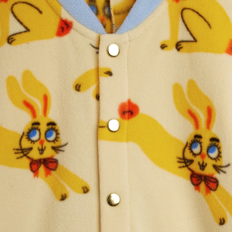 Mini Rodini Rabbits Fleece Yellow Onesie
