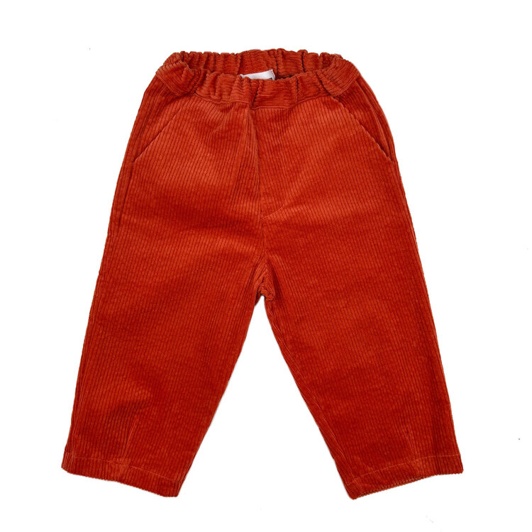 Pequeño Tocón Pana Orange Baby Pants With Pockets