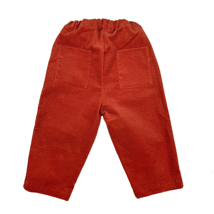 Pequeño Tocón Pana Orange Baby Pants With Pockets