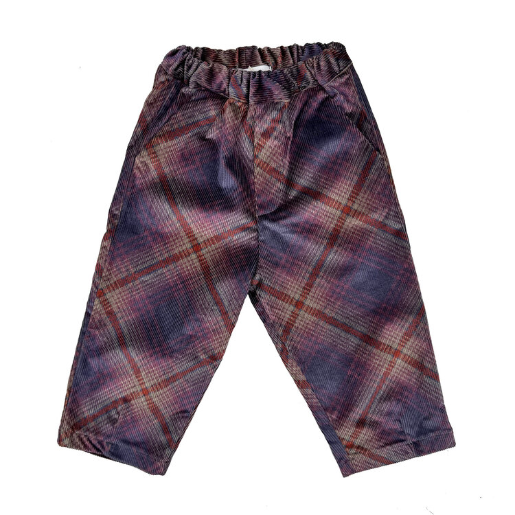 Pequeño Tocón Pana Printed Plaids Baby Pants With Pockets