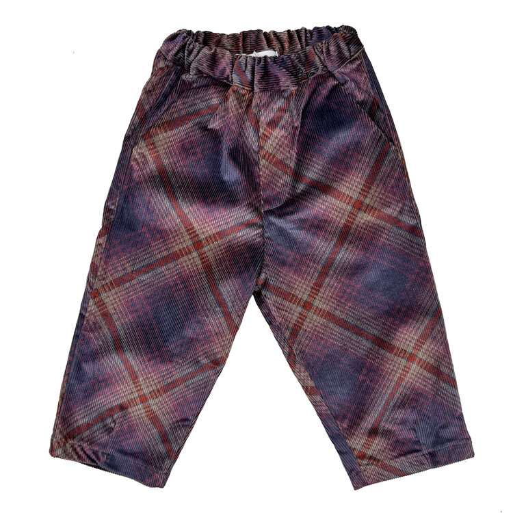 Pequeño Tocón Pana Printed Plaids Pants With Pockets