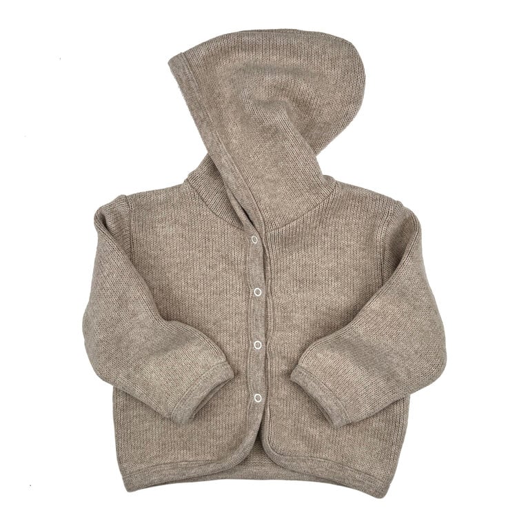Pequeño Tocón Tender Tan Cardigan With Hood Cotton Blend