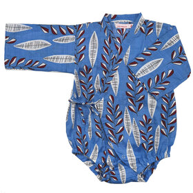 Lucky Wang Kimono One Piece Leaf Blue