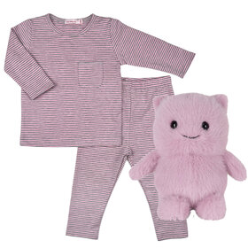 Baby Gift Set: Wings Pink Grey Stripes Playset 6m, Glimpy 10" Purple