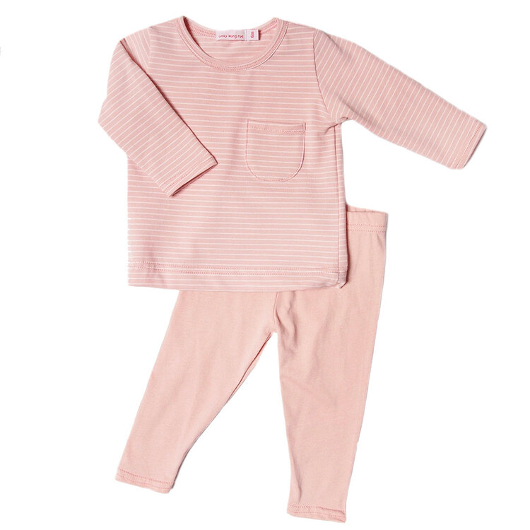Baby Gift Set:  Stripes Baby Pink Playset  6m,  Mumbel 8" Pink