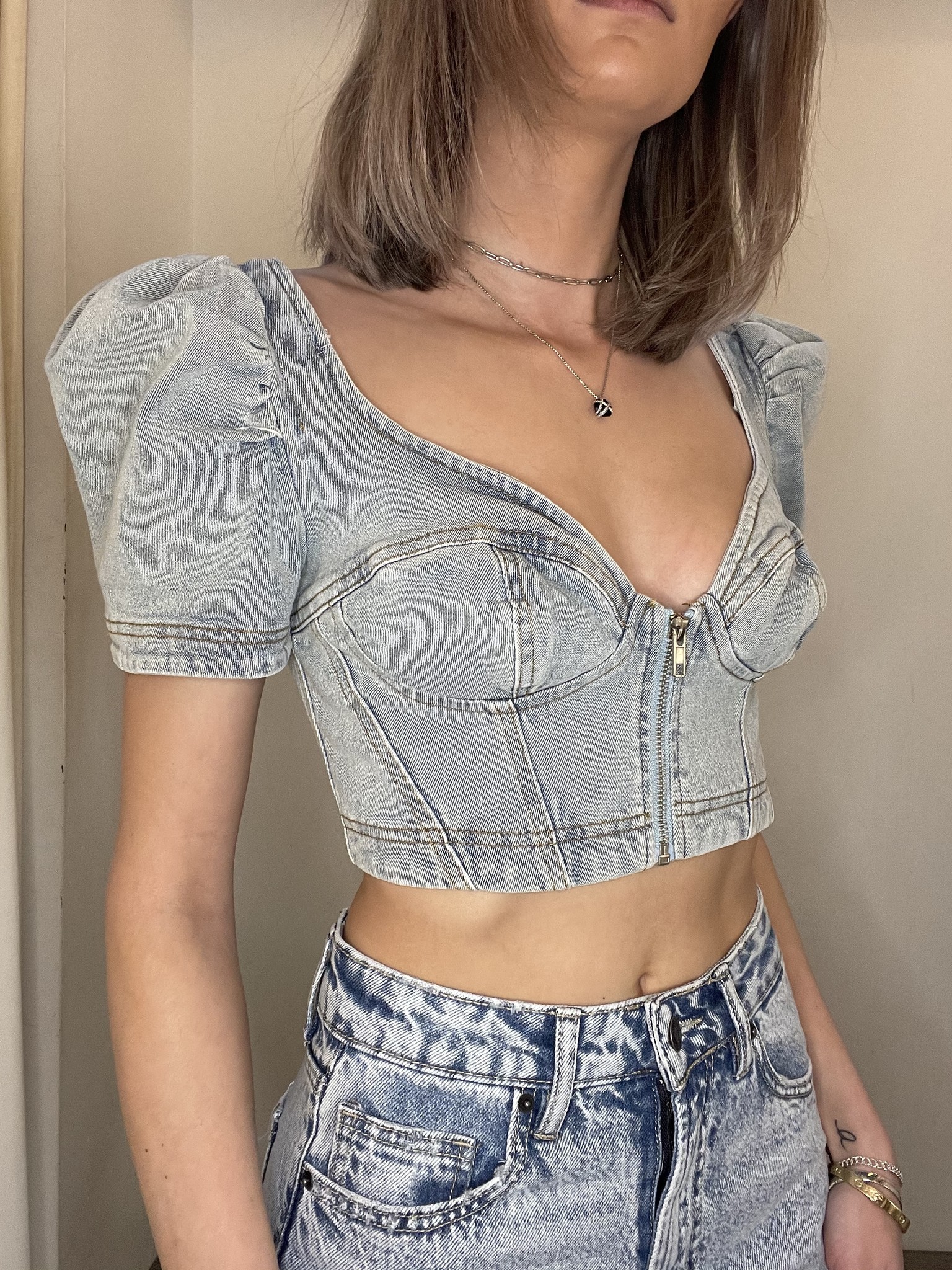 denim bustier top
