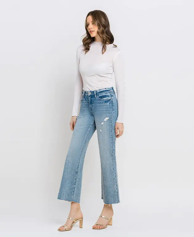 VERVET mid rise crop wide leg jean