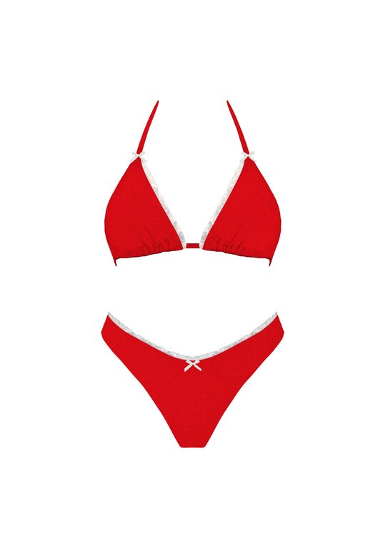 two piece bathing suit RED + WHITE