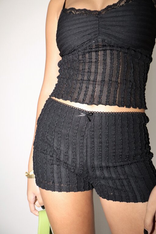 textured knit shorts