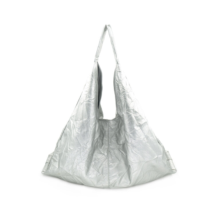 silver shoulder bag