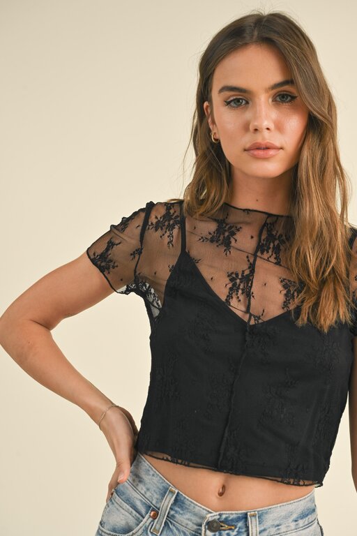 lace lined top