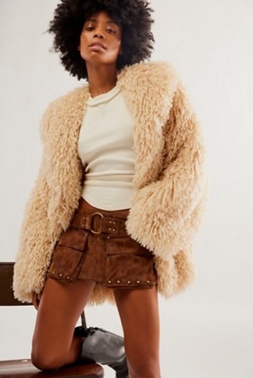 FREE PEOPLE suede skort