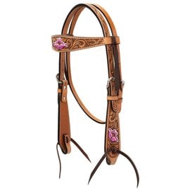 WEAVER WEAVER PINK FLORAL BROWBAND HEADSTALL