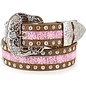 ANGEL RANCH ANGEL RANCH GIRLS LEATHER BELT - PINK SILVER STUDS AND CLEAR CRYSTALS