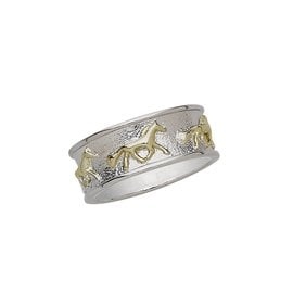 AWST TWO-TONE RUNNING HORSES STERLING SILVER RING