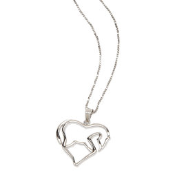 CANADIAN SADDLERY RHODIUM PLATED HORSE HEAD/HEART NECKLACE
