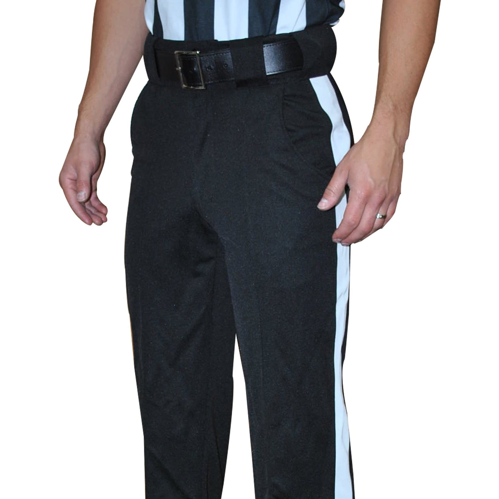 Smitty Smitty Football Officials 4 Way Stretch Pants Black with White Stripe