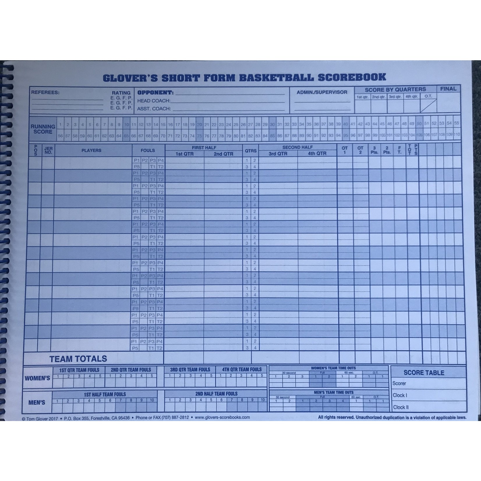 Glover’s Glover’s Basketball Scorebook