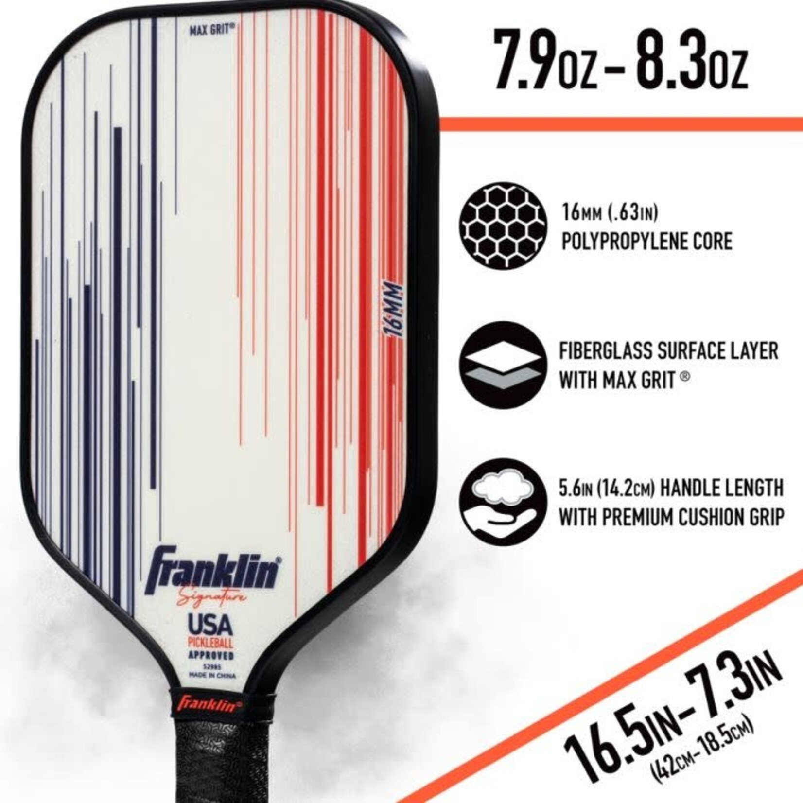 Franklin Franklin Maxgrit Signature Series USA 16MM Pickleball Paddle